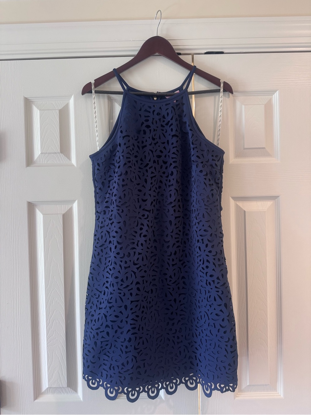 Lilly Pulitzer Navy Laser-Cut Halter Mini Dress
